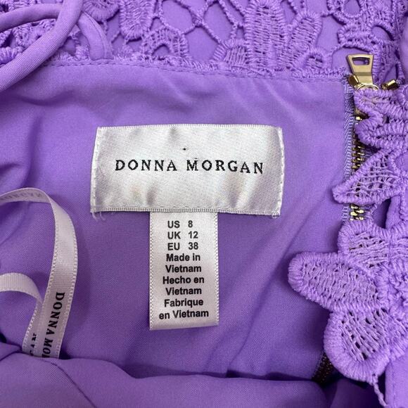 Donna Morgan Lavender Lace Dress Straps Lavender US 8 Romantic Babydoll Brunch - Picture 8 of 11